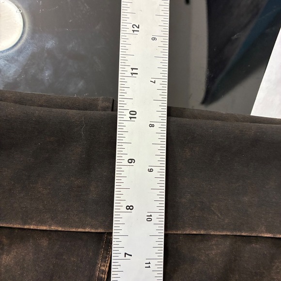 T-Party Fold Down STUDS & FRINGE Bottom Mineral Washed Yoga Pants Women XL - Picture 11 of 12